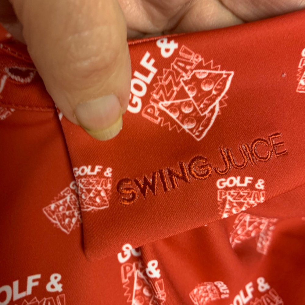 Swing Juice men’s polo SZ L golf quirky fun unique pizza lightweight bamboo - Picture 6 of 8